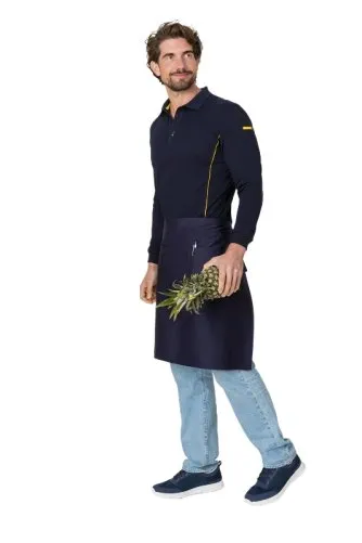 Unisex-polo langarm Teilungsnähte in Kontrastfarbe